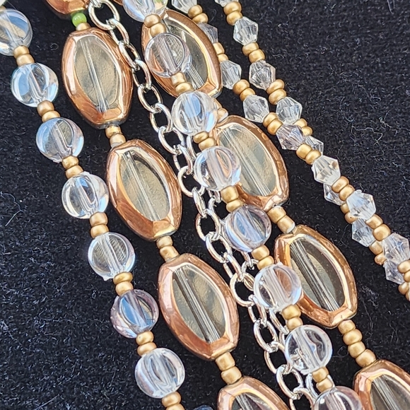 Cookie Lee Bronze and Silver Multi-Strand Necklace #89775 NWT - Picture 6 of 7